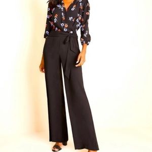 Ann Taylor Floral Print Faux Wrap Wide Leg Jumpsuit.